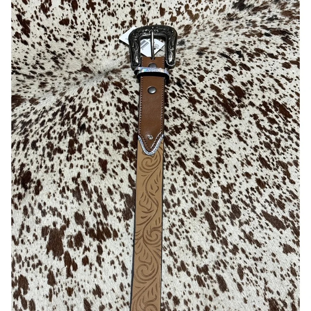 CatchFly Girls Teal and Brown Western Belt‎ Size XL New